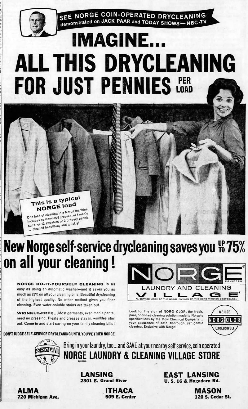 Norge Village - Feb 23 1962 Ad From Lansing